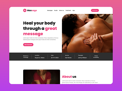 Massage Website Header UI/UX Design dribbble graphic design header massage massagewebsite popularweb top tranding ui uiux ux viral web website