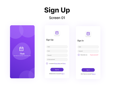 Sign Up mobile app sign in sign up ui ux design