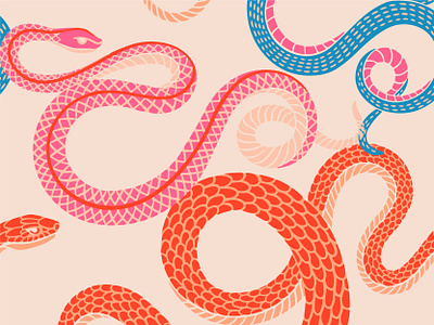 Shade Garden 02 design detail illustration nature orange pattern pink procreate snakes