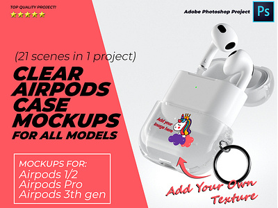 Clear Airpods Case Mockup Package 21 in 1 airpods airpods case airpods case mockup clear case mockup creative ads design digital marketing illustration iphone case mockup phone case mockup printful mockup samsung s24 slim ui