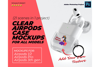 Clear Airpods Case Mockup Package 21 in 1 airpods airpods case airpods case mockup clear case mockup creative ads design digital marketing illustration iphone case mockup phone case mockup printful mockup samsung s24 slim ui