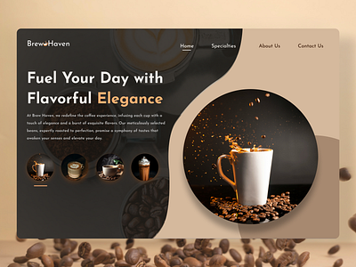 Brew Heven 3D Carousel Landing page 3d animation landing page ui design web design