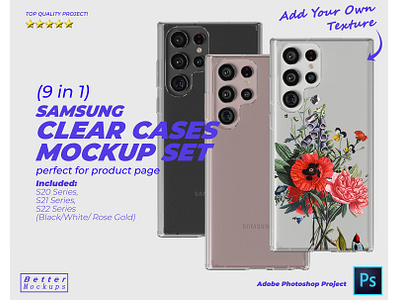 Samsung Clear TPU Case Mockup bettermockups casestry clear case mockup creative ads digital marketing mockup phone case mockup printful mockup printify samsung case mockups samsung s24 template mockup