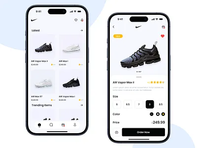 Nike App UI Redesign - UI/UX Daily Challenge II app app design black boots design kicks light mode nike shoes sports ui ui challenge ux