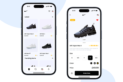Nike App UI Redesign - UI/UX Daily Challenge II app app design black boots design kicks light mode nike shoes sports ui ui challenge ux