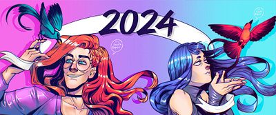 Instagram banner 2024 character design colorgrading design illustration