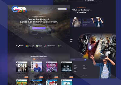 Gaming website Landing Page UI branding design figma graphic design ui uiux ux web design web ui web ux website design