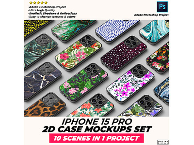 iPhone 15 Pro 2D Case Mockup 2d case mockup bettermockups casestry creative ads digital marketing iphone 15 phone case mockup printful mockup printiful printify sublimate case sumblimation