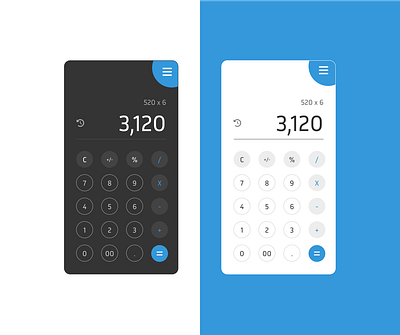 Calculator app with 5 Color Themes app challenge mobile ui ux