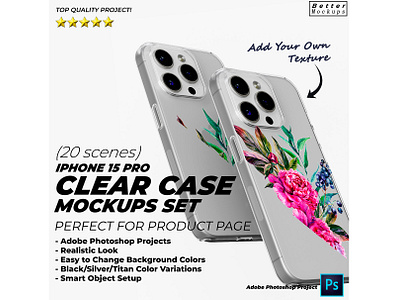 iPhone 15 Pro Clear TPU Case Mockup casestry clear case clear case mockup creative ads digital marketing iphone 15 iphone case mockup phone case mockup printful mockup printify