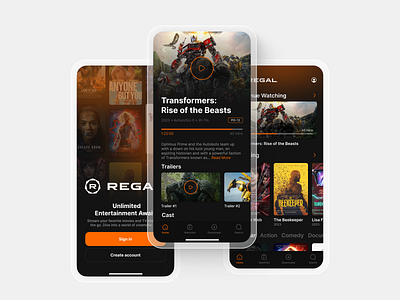 Regal Streaming App app design figma interface ios movies play regal service show shows stream streaming tv ui uiux user ux