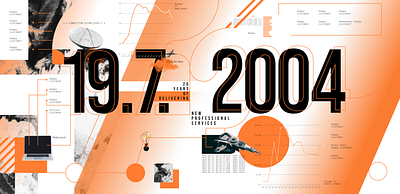 20 Years of Delivering collage graphic design illustration it it company minimal typography