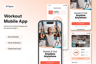 Workout Mobile App apps figma habbit lifestyle mobile modern sport tracking ui workout