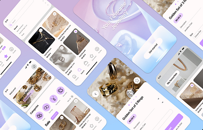 Jewelry App accessories app application behance design dribbble ecommerce figma jewellery jewelry linkedin mobile pink project ui uidesign ux uxdesign violet