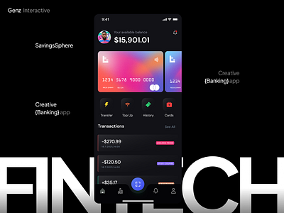 Fintech Mobile App Design📱 application branding creative design dark mode figma fintech gradient mobile app ui