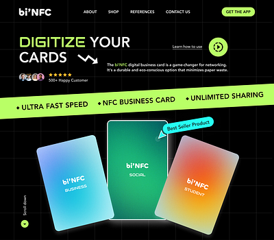 bi'NFC - Hero Design card design hero landing page nfc ui ui ux ux web design website