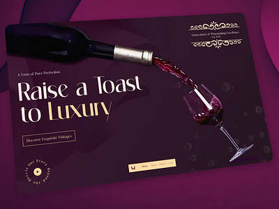 A web design concept for a luxurious wine brand. figma hero section landing page luxurious ui uiux ux web design