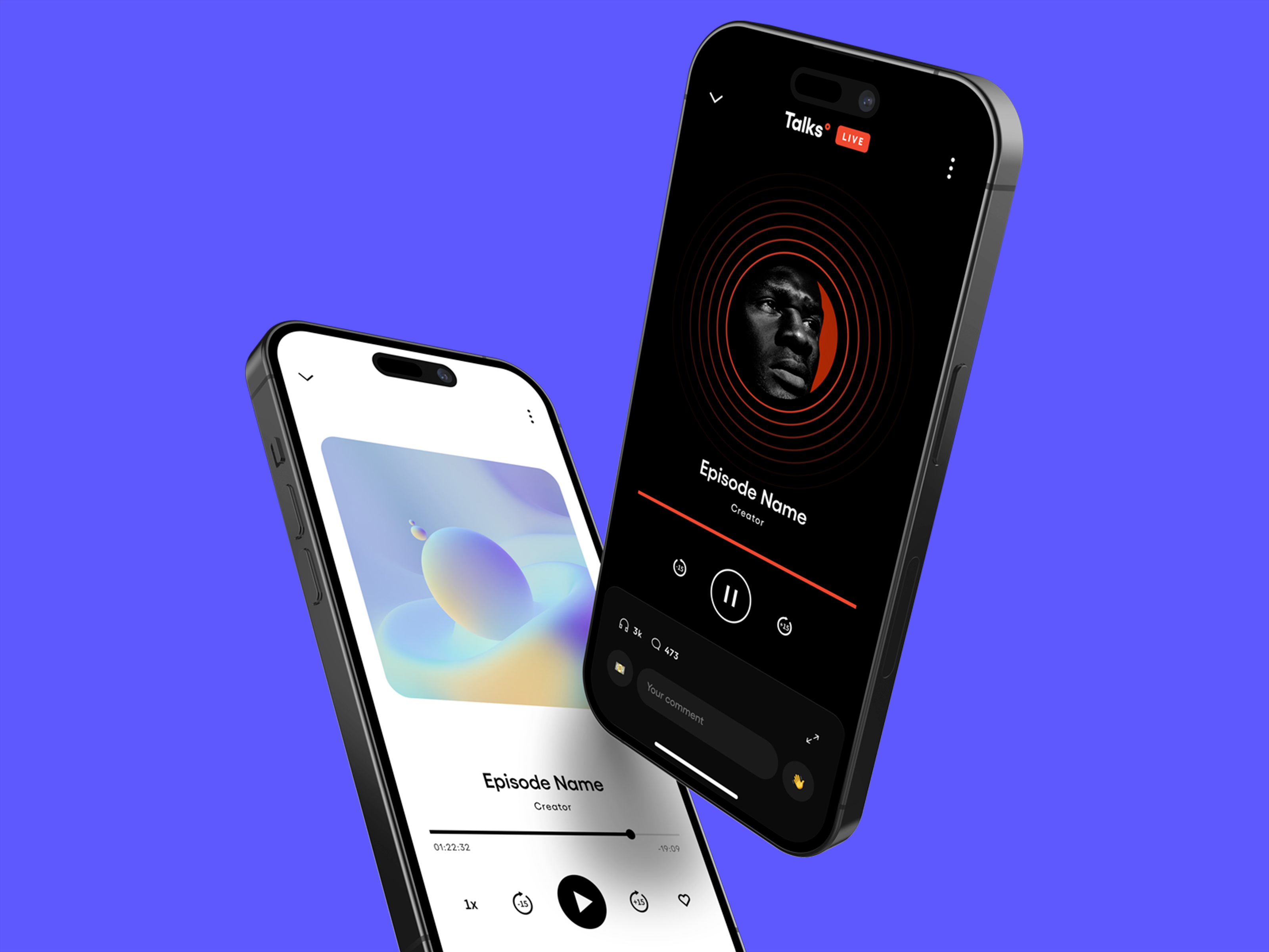 Orelo App design flat inter interface layout music player podcast spotify streaming ui ux youtubemusic