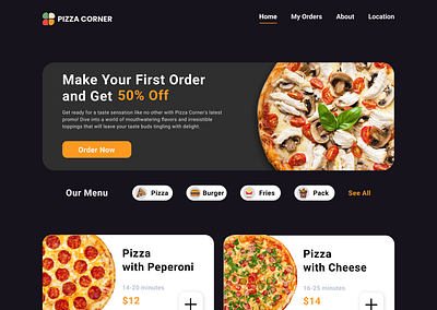 Pizza Corner Landing Page pizza landingpage ui ux