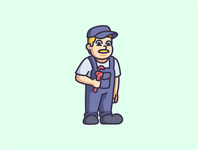 The Plumber cartoon character colorful cute design icon illustration logo mascot plumber simple