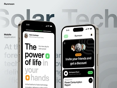 Runmoon - Solar Panel Monitoring App android apps chart clean dashboard design energy home ios line chart mobile app mobile ui monitoring onboarding panel solar solar panel ui ux uidesign uiux