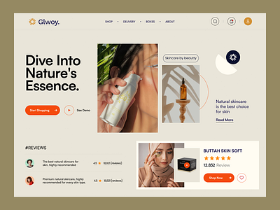 Glwoy - Header Exploration amazon beauty care ecommerce elementor header hero landing online page shop shopify skin ui webflow website wordpress