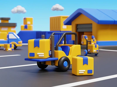 3D Logistic Illustration 3d 3d icon 3d illustration 3d modeling 3d render blue cute delivery graphic design icon illustration logistic package ship shipping yellow