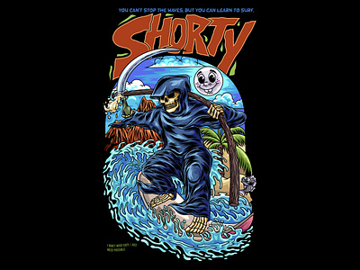 Grim Reaper Surfer Illustration ocean