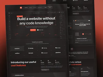 Webstar - Web Builder Landing Page clean dark dark mode landing page modern tech ui ux web web builder web design website website design