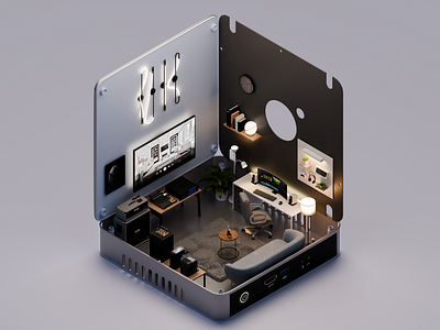 Isometric 3D PC Room 3d