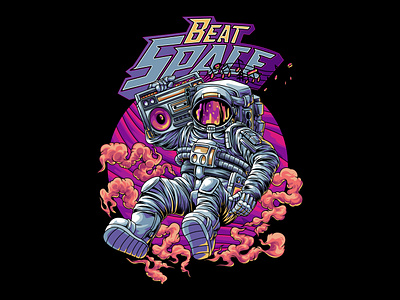 Spaceman Boombox Illustration sound