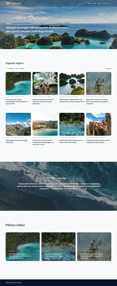 Article Blog UI "Pacific Bliss" article blog travel ui ux