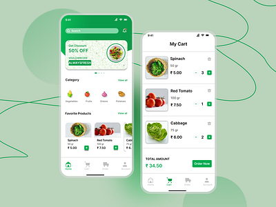 Vegetable and Grocery App⚡ healthy product design ui vegetables