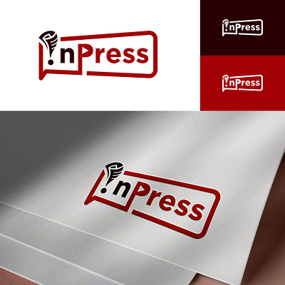 Logo Design for InPress agency branding button design graphic design logo marketing media media logo newspaper paper play press typography