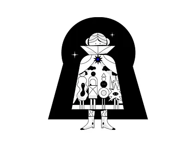 Thoughts asian black and white blackandwhite character design evening friends geometry illustration jacket locker room space star thoughts trench coat vector women