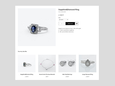Jewelry online store. Product details jewelry popup product card ring site ui uxui webdesign website