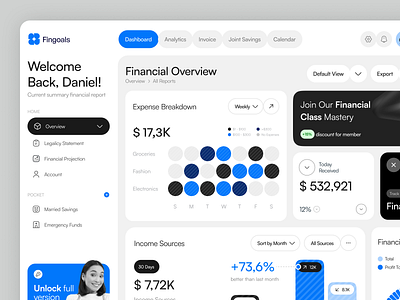 Fingoals - Finance Dashboard dashboard finance financial landing page ui ui design ux