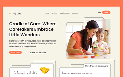 Care Taker Website branding care taker website child care website product design ux design web design