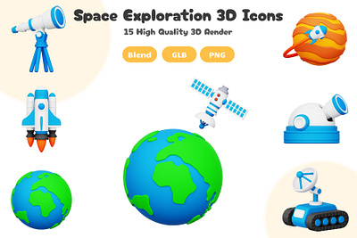 Space 3D Icons Set 3d 3d artwork 3d icon 3d illustration 3d render blender blender 3d design icon illustration rendering space uiux