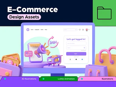 Featured Category- E-Commerce 🛍️ 3d 3d illustration animation branding design design assets e commerce free assets graphic design iconscout illustration lottie animation online shopping ui