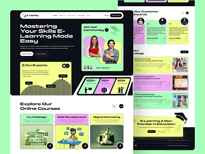 EdTech Website UI Design Concept backbencherstudio colorfull design edtech elearning website green homepage landingpage onlinecourse onlinelearning pink playfull ui uidesign ux uxdesign webdesign website websitedesign yellow