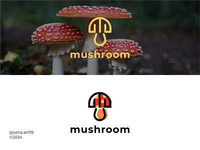 Letter M and Mushroom Monogram Logo abstract apparel brand brand identity branding concept logo design elegant graphic design illustration letter m lettering logo logomarca logomark mark monogram mushroom typography vector