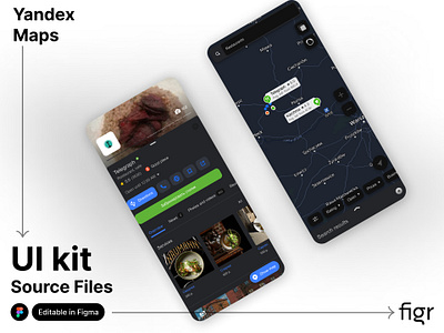 Make Yandex Maps UI your own android app design branding design editable figma free google maps ios kit landing page maps ui design mobile app mockup template ui ui kit ui ux website yandex maps