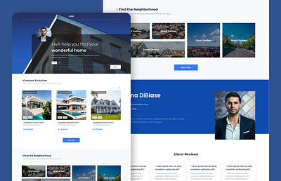 Licensed Real Estate Agent Concept Landing Page. blue brand branding concept cool homepage landing landing page page ui ux