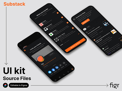 Make Substack UI your own android app design blog blogging app branding design editable figma free ios kit landing page mobile app mockup substack template ui ui kit ui ux website