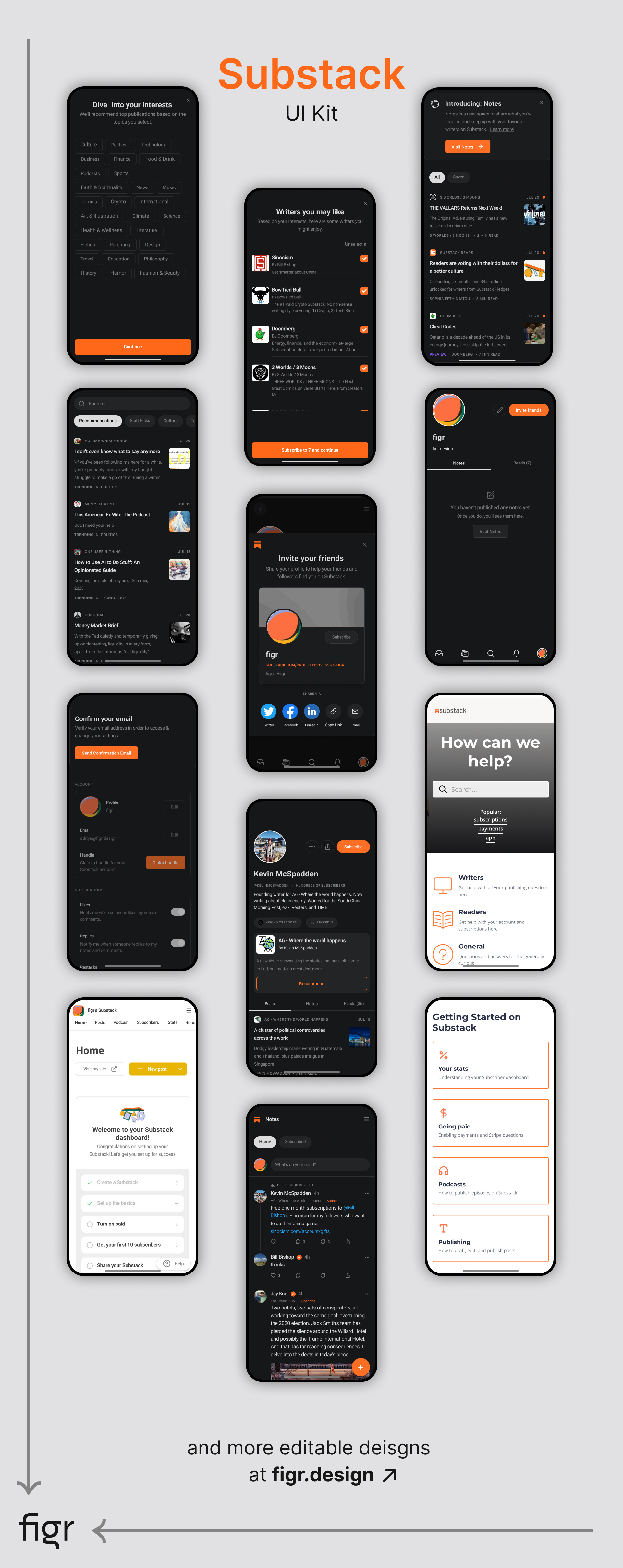 Make Substack UI your own by Figr Design on Dribbble