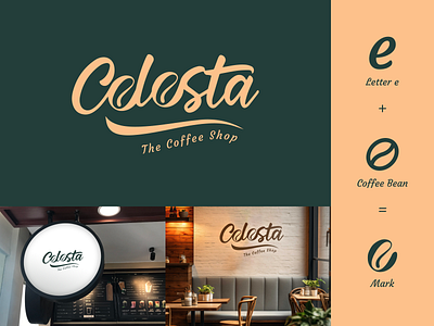 Celesta - The Coffee Shop bean branding cafe coffee coffee bean coffeeshop design graphic design identity logo logodesign logodesigner mark mockups shop stylish symbol