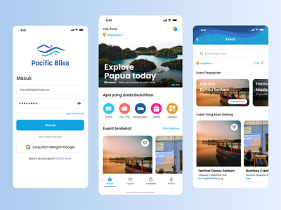 UI Mobile Apps Travel "Pacific Bliss" blue design mobile travel app ui ux