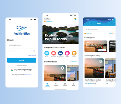 UI Mobile Apps Travel "Pacific Bliss" blue design mobile travel app ui ux