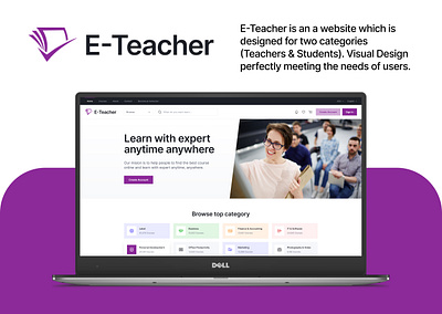 E-Teacher (Online E-Learning Website) figma research ui uiux ux